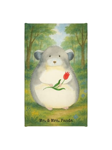 Mr. & Mrs. Panda Gästehandtuch Chinchilla Blume Design ohne Spruch in Weiß