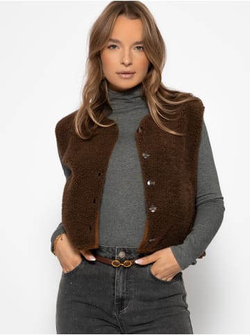 SASSYCLASSY Teddy Weste mit Knöpfen in Braun