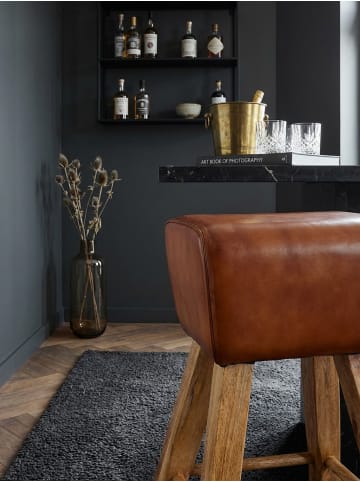 KADIMA DESIGN Barhocker Turnbock 43x75x43 cm Mango Massivholz / Echtleder, Design