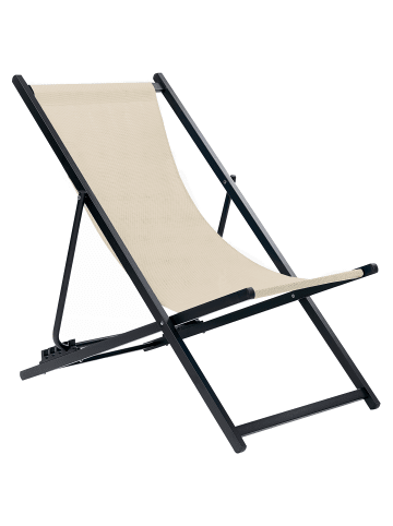 Beliani Gartenliege LOCRI II in Beige/Schwarz - (W) 60 x (H) 79 x (L) 95 cm