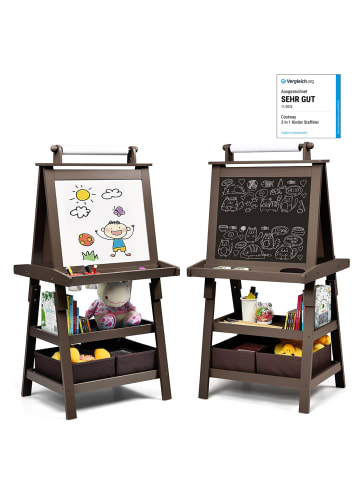 COSTWAY 3 in 1 Staffelei in Braun