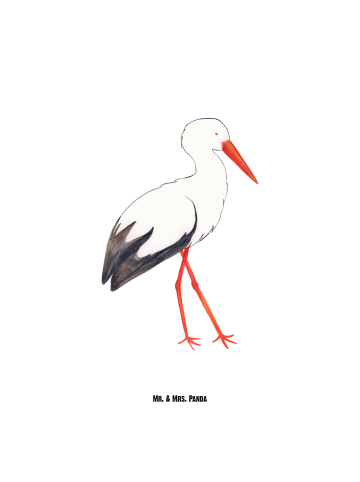 Mr. & Mrs. Panda Wasserflasche Storch ohne Spruch in Weiß