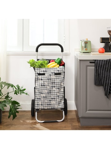 SONGMICS Einkaufstrolley Sampson in Schwarz-Hahnentrittmuster - (B)47 x (H)97 x (T)33 cm