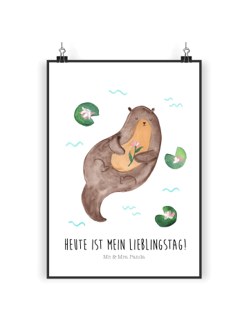 Mr. & Mrs. Panda wanddeko Otter Seerose mit Spruch in Weiß