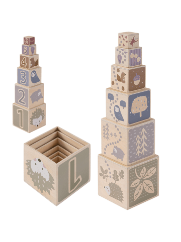 howa Stapelturm "little woods" aus Holz,Motorikspielzeug Stapelwürfel ab 1 Jahr