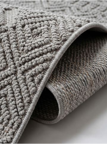 KADIMA DESIGN Flachgewebe-Teppich Ethno Streifen Boho Pflegeleicht in Silber