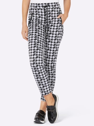 creation L Druckhose in schwarz-ecru-bedruckt