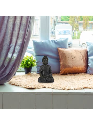 relaxdays Buddha Figur in Dunkelgrau - (H)30 cm