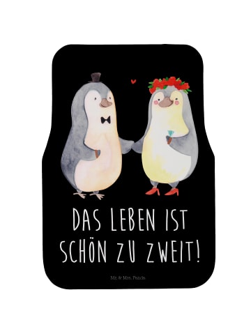 Mr. & Mrs. Panda Fahrer Autofußmatte Pinguin Heirat mit Spruch in Schwarz