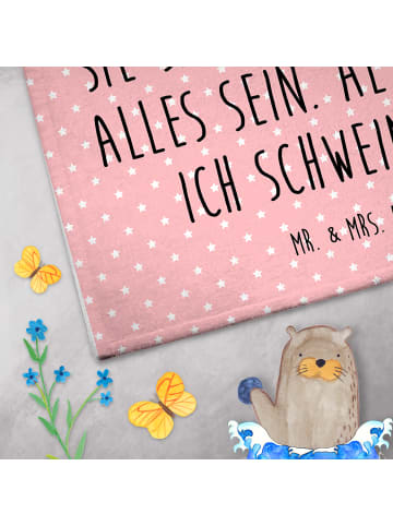 Mr. & Mrs. Panda Handtuch Einhorn Schwein mit Spruch in Rot Pastell