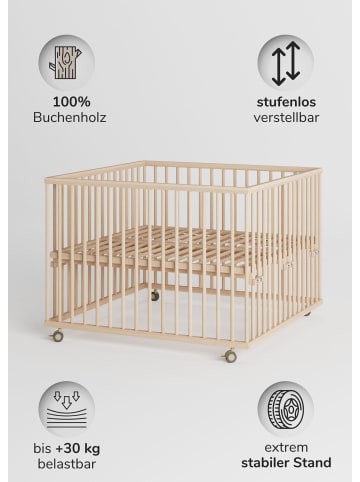 Sämann Sämann Laufgitter mit Lattenrost Matratze Basic Schlupfsprossen natur Premium