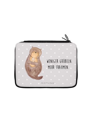 Mr. & Mrs. Panda Federpenal Otter Muschel mit Spruch in Grau Pastell