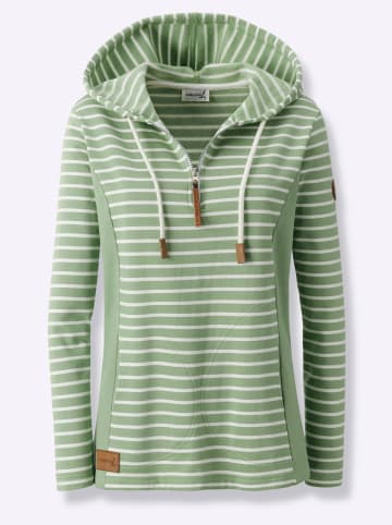 WITT WEIDEN Kapuzensweatshirt in eucalyptus-ecru-geringelt