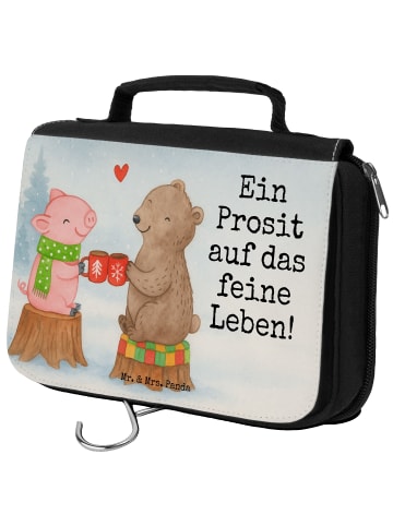 Mr. & Mrs. Panda Kulturbeutel Glühschwein Sause Design mit Spruch in Weiß