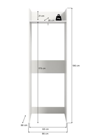 ebuy24 Waschmaschinenschrank Free Weiß 66 x 66 cm