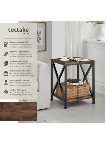 tectake Beistelltisch Carlton 40,5 x 40,5 x 52,5 cm, Industrial Holz dunkel, rustikal