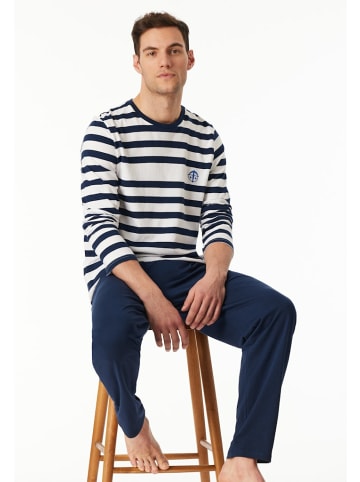 Schiesser Pyjama lang für Herren in marineblau
