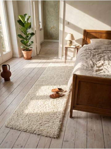 KADIMA DESIGN Teppich Hochflor Shaggy Waschbar Einfarbig RHEIN Strapazierfähig in Creme