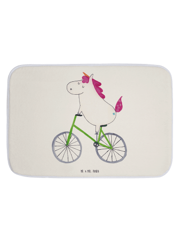 Mr. & Mrs. Panda Badteppich Einhorn Radfahrer ohne Spruch in Weiß