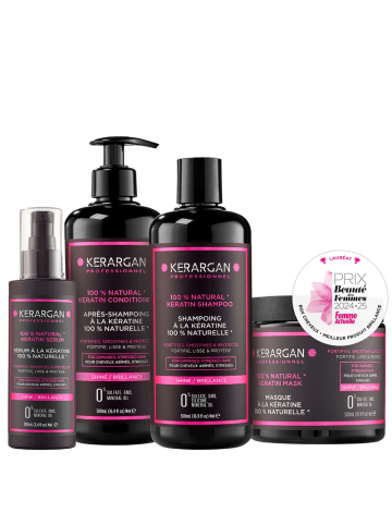 KerArgan 4tlg. Set: Shampoo, Spülung, Maske & Serum mit Keratin, 3x500ml +100 ml
