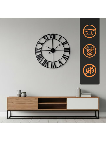 relaxdays Wanduhr in Schwarz - Ø 60 cm
