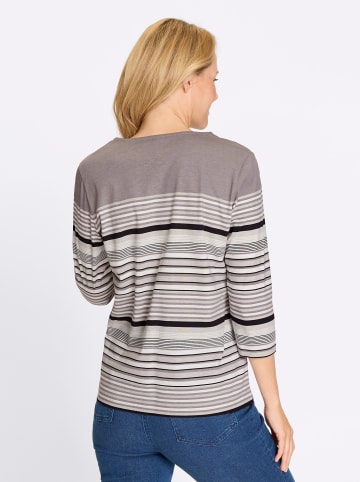 Sieh an! 3/4-Arm-Shirt in grau-ecru-geringelt