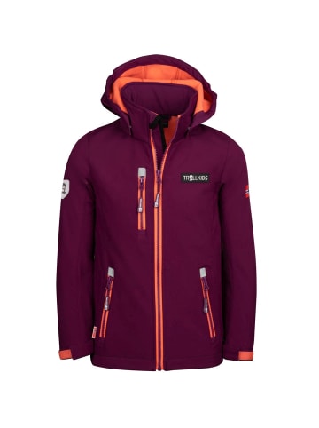 Trollkids Softshell Jacke "Preikestolen" in Maulbeere/Pfirsich