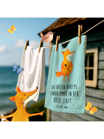 Mr. & Mrs. Panda Handtuch Fuchs Koch mit Spruch in Türkis Pastell
