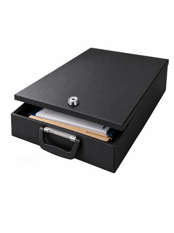 relaxdays Dokumentenkassette in Schwarz - (B)37 x (H)7 x (T)27 cm