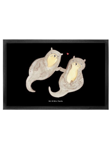 Mr. & Mrs. Panda Bodenvorleger Otter Hände halten ohne Spruch in Schwarz