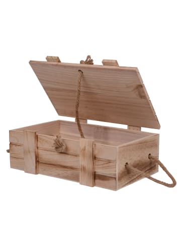 UNUS UNUS Holzkisten 2er Set geflammt mit Deckel und Seilgriffen in Braun