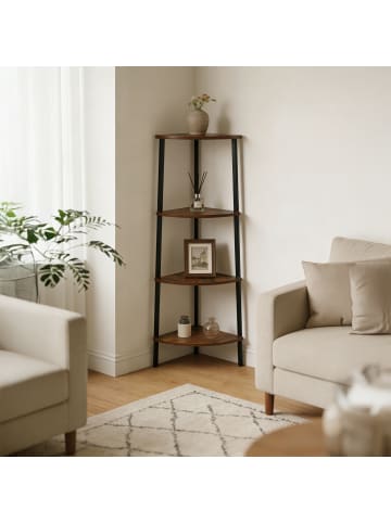 relaxdays Eckregal in Braun/ Schwarz - (B)44,5 x (H)125 x (T)31,5 cm