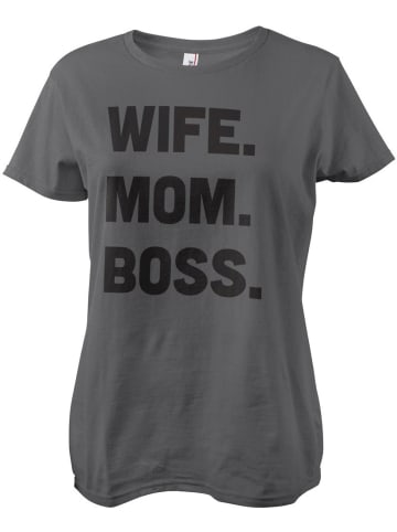 Hybris Shirt "Wife - Mom - Boss Girly Tee" in Grau