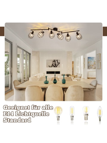 ZMH Deckenleuchte in Schwarz 6-flammige E14 Kristall schwenkbar Deckenstrahler