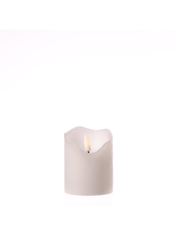 MARELIDA LED Kerze in Rustik-Optik flackernd Echtwachs H: 9cm in weiß