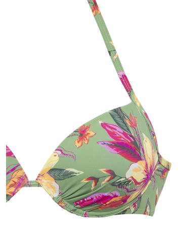 LASCANA Push-Up-Bikini-Top in salbei-pink bedruckt