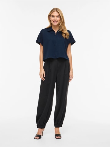 Vila VISIFFI COLLAR S/S ZIPPER TOP/PB in Navy Blazer