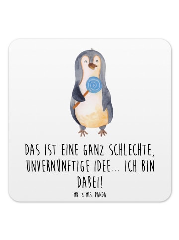 Mr. & Mrs. Panda Untersetzer Pinguin Lolli mit Spruch in Weiß