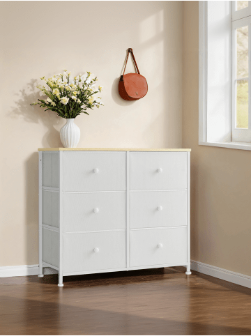 SONGMICS Kommode Bellah in Creme-Eichenfarben - (B)80.1 x (H)70.4 x (T)30.1 cm