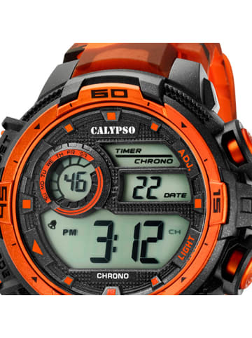 Calypso Digital-Armbanduhr Calypso Digital schwarz, orange extra groß (ca. 48mm)