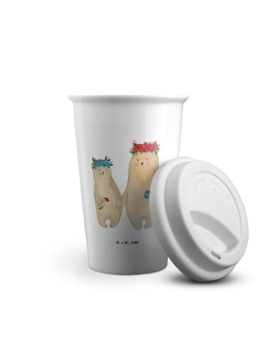 Mr. & Mrs. Panda Kaffeebecher To Go Bären mit Blumenkranz ohne S... in Weiß