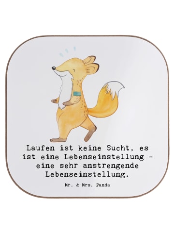 Mr. & Mrs. Panda Glas-Untersetzer Laufen Lebensstil mit Spruch in Weiß