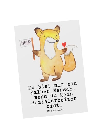 Mr. & Mrs. Panda Postkarte Sozialarbeiter Herz mit Spruch in Weiß
