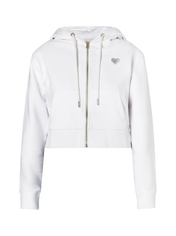 myMo Damen Zip Hoodie Cropped in Weiss