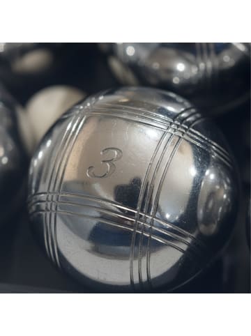 relaxdays 9-tlg. Boule Kugeln Set in Schwarz/ Silber