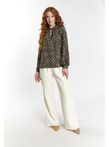 DreiMaster Damen Langarmbluse in Schwarz Wollweiss