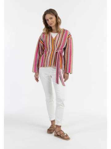 IZIA Damen Wickeljacke in Mehrfarbige Pinke Streifen