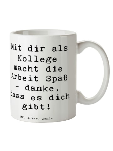 Mr. & Mrs. Panda Becher Spruch Kollege Freude mit Spruch in Weiß