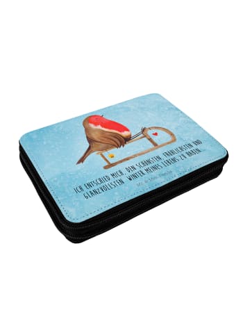 Mr. & Mrs. Panda Etui Rotkehlchen Schlitten mit Spruch in Eisblau