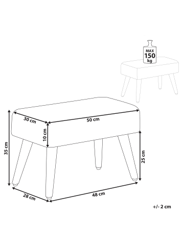 Beliani Hocker TAKOMA in Weiß/Braun - (W) 50 x (H) 35 x (L) 30 cm